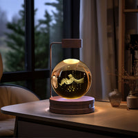 Crystal Ball Cosmic Dinosaur Indoor Night Light USB Power Warm Bedside Light Birthday Gift Night Lamp